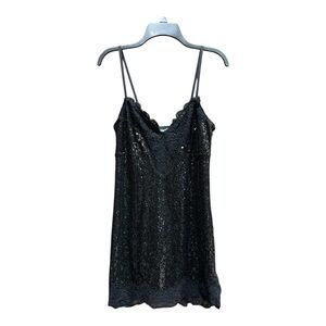 Elegant Black Lace Babydoll Slip Dress SZ S